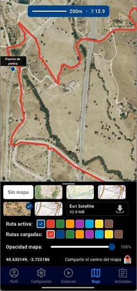 Satellite map with route