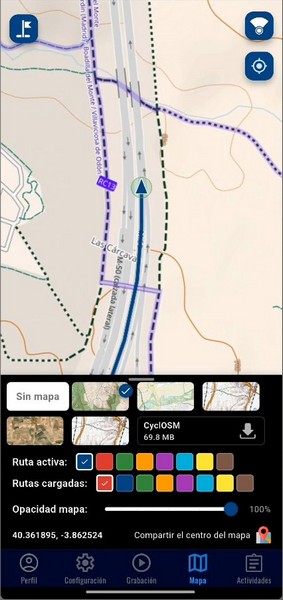 Topographic map with GPX routes